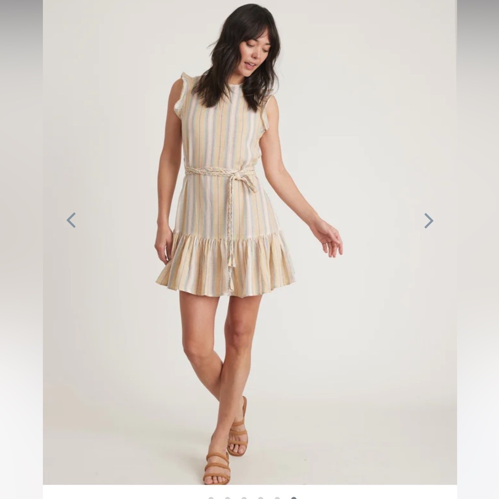 Marine Layer Cream and Tan Striped Mini Dress